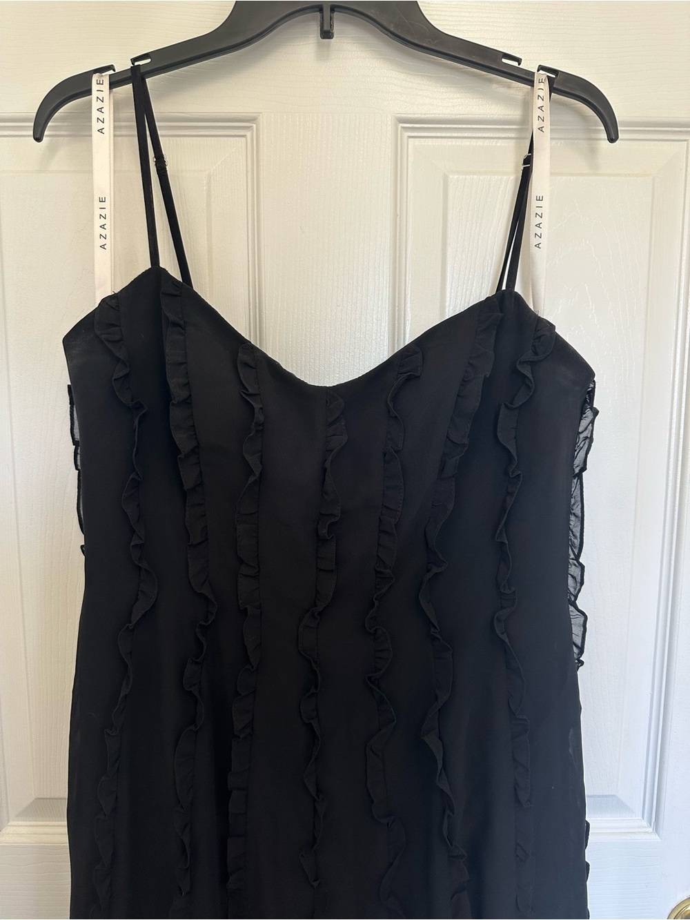 Azazie Black Ruffled Slip Dress - Picture 2 of 7